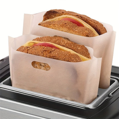 5pcs Large Non-Stick Reusable Toaster Bags - 6.3x6.5in/16x16.5cm | For Grilled Cheese, Pizza, Panini, Garlic Bread | Easy Toaster, Microwave, Grill Cooking | Durable, Heat-Resistant, Dishwasher Safe