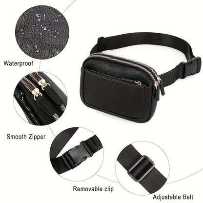 Fashion Crossbody Bag with Adjustable Strap - Lightweight PU Leather Waist Bag, Portable Fanny Pack for Outdoor Sports and Fitness
