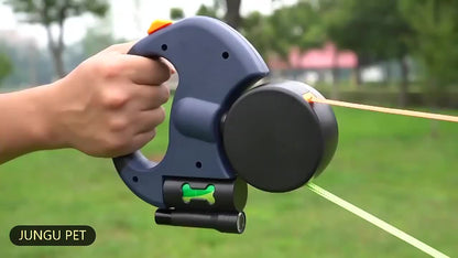 360° Rotating 2 in 1 Pet Leash - Stretchable, Easy to Control, Comfortable Grip for Walking Dogs