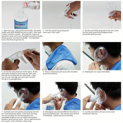 Ear Wax Removal Tool Kit - Reusable Ear Cleaner with Wash Bottle System, Safe and Easy Ear Wax Remover for Adults and Elders