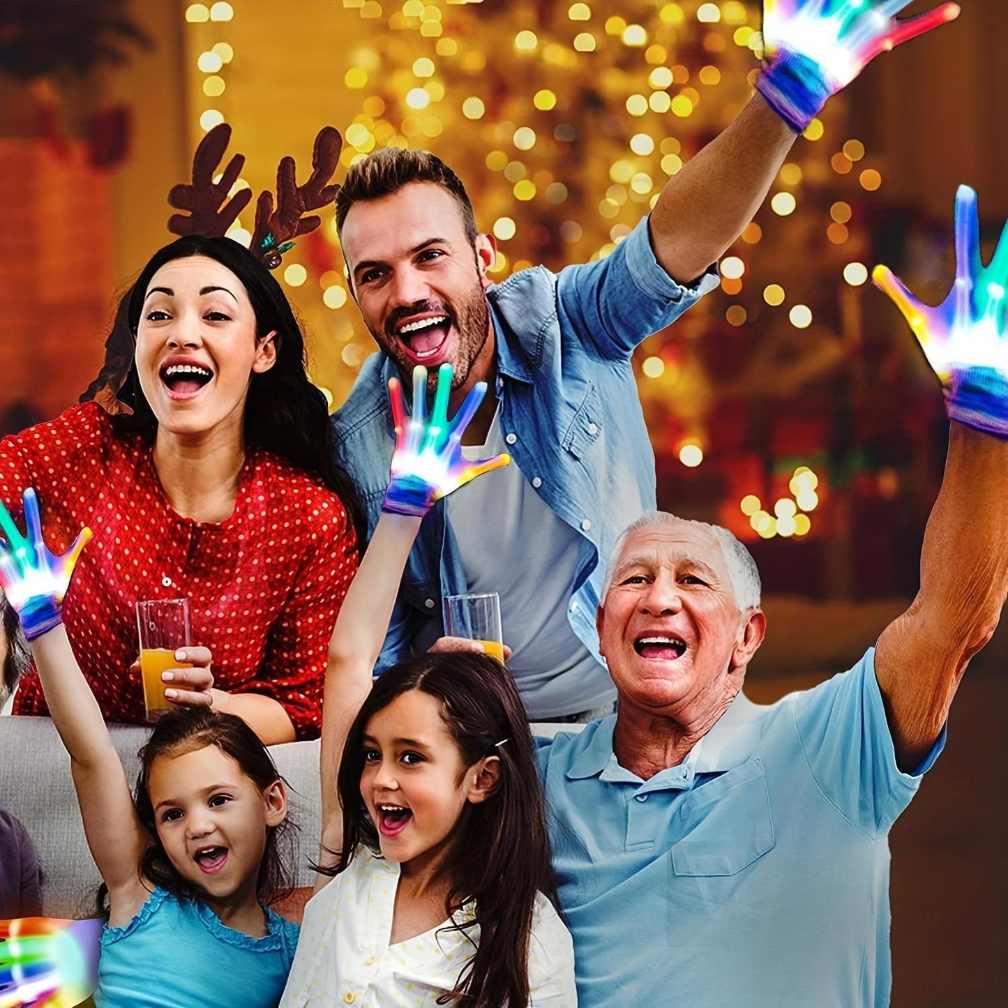 LED Light-Up Gloves – 5 Color Modes for Youngsters, Teens & Adults, Perfect for Halloween & Christmas Parties