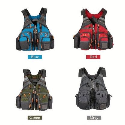 Multi-Pocket Oxford Cloth Fishing Buoyancy Vest – Breathable Mesh, Adjustable Strap, Comfortable Fit – Perfect for Fly Bass Fishing, Outdoor Activities and Water Sports for Men and Women