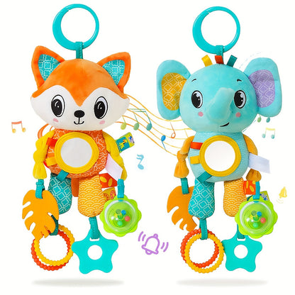 [Top-Rated] Cartoon Animal Crib Hanging Rattle Toy with Ringing Bell - Perfect for Babies 0-3 Years, Stroller and Car Seat Accessory, Random Color