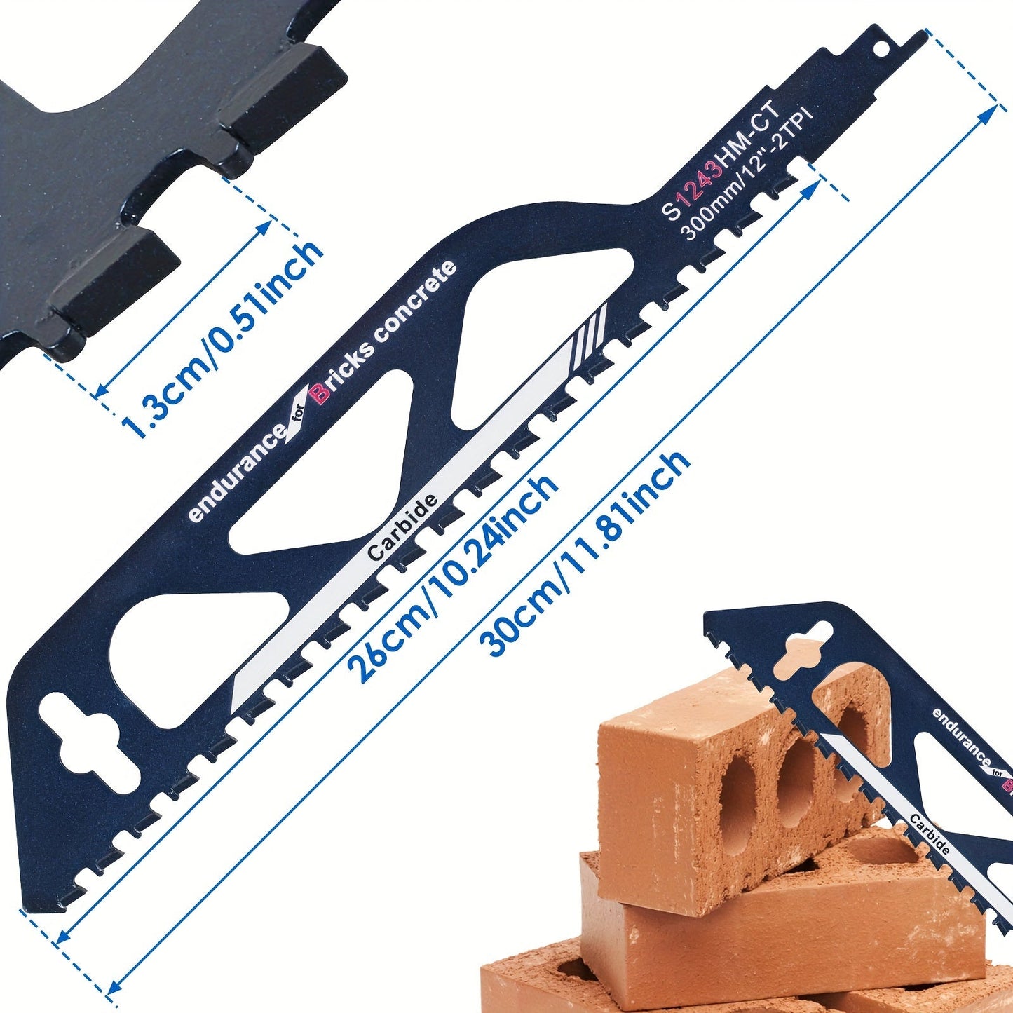 Premium Reciprocating Saw Blades - 12/18 Inch Universal Cutting, Sabre Saw Blade Alloy Steel | Heavy-Duty, Durable for Brick, Concrete, Masonry, Cement Panels | 1/2pcs Set