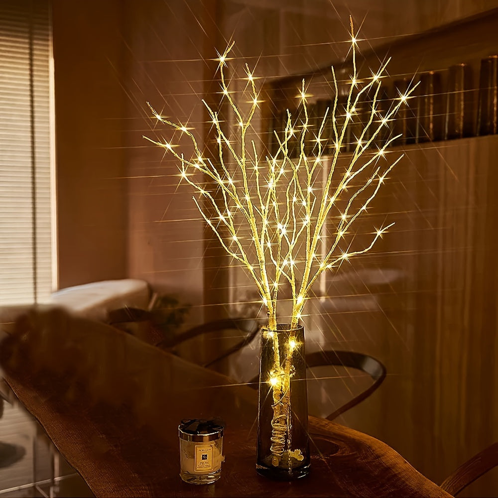 2.62Ft 50LED White Birch Branch Light – Battery-Powered Decorative Light for Christmas, Weddings, Parties, and Home Decoration, Indoor and Outdoor Use