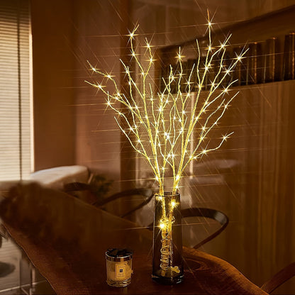 2.62Ft 50LED White Birch Branch Light – Battery-Powered Decorative Light for Christmas, Weddings, Parties, and Home Decoration, Indoor and Outdoor Use