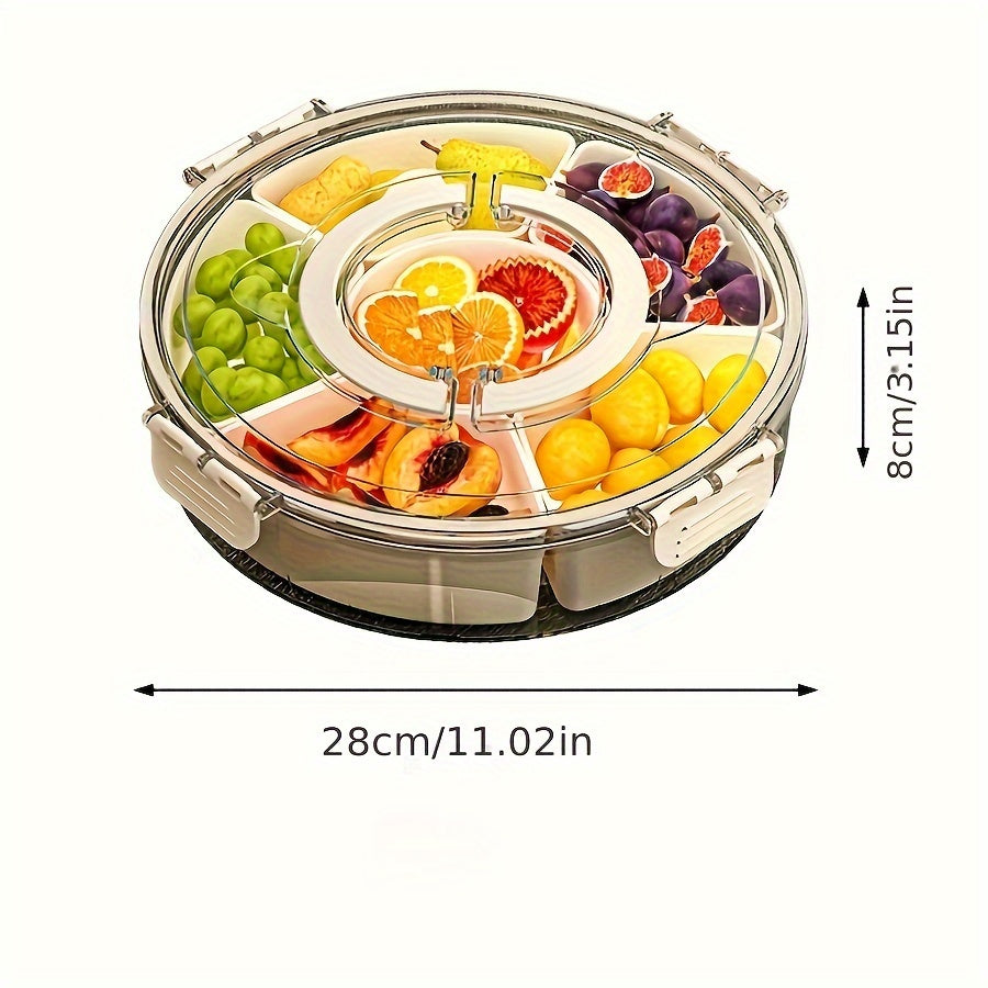 1Pc Hexagonal Rotating Fruit Tray with Handle - Sealed, Moisture-Proof Snack Box, Portable Household Storage, Fresh-Keeping and Multifunctional Dry Seasoning Box