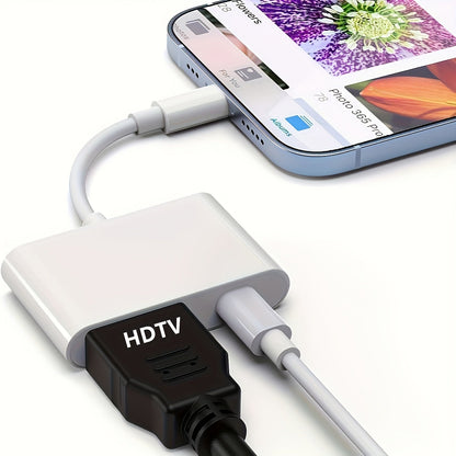Multi-Functional Adapter for iPhone to HDTV – 1080P Screen Converter with Charging Port, Compatible with iOS Devices, Projectors, Monitors, Digital AV Adapter