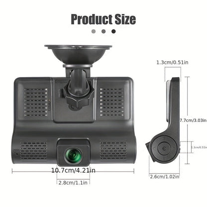 1080P Three Camera Recorder - On-Dash Cameras with Night Vision, Car DVR for Safe Driving