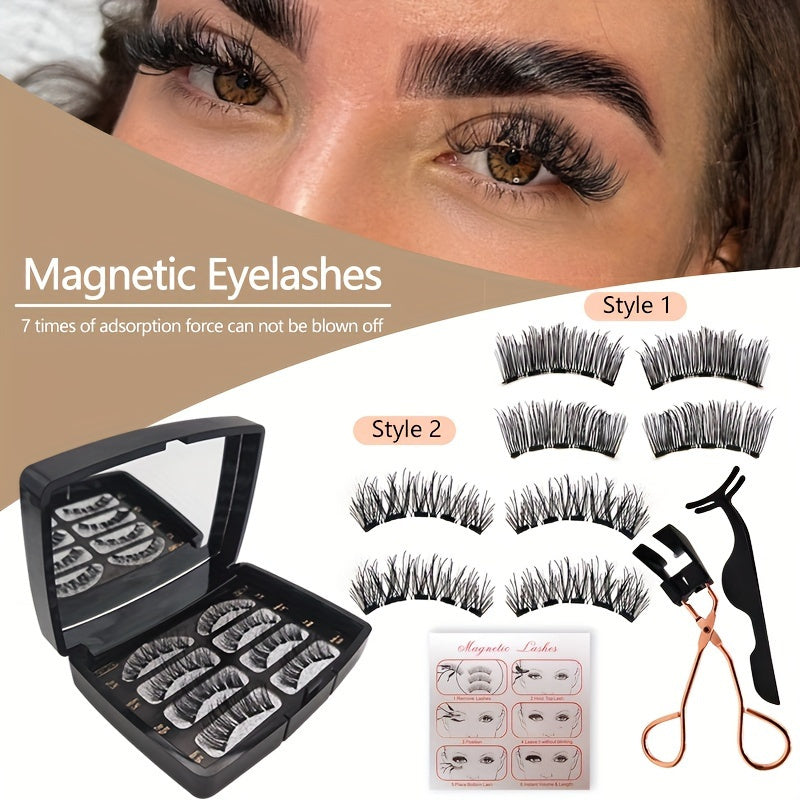 Magnetic Eyelashes – 7x Adhesion Force, Stable Quantum Magnetic Set, 3D False Eyelashes for Natural, Voluminous Look, No Fragrance