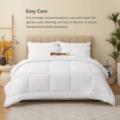 7 Pcs Bed In A Bag - Bedding Set with All Season Quilted Comforter, Flat Sheet, Fitted Sheet, Pillowcases - Black, Queen