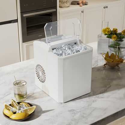 Countertop Ice Maker – Nugget Portable Ice Machine, 9 Bullet Ice Cubes in 6 Minutes, 26.5lbs in 24 Hours, Self-Cleaning with Handle, Basket, Scoop for Home, Kitchen, Party, Camping, RV