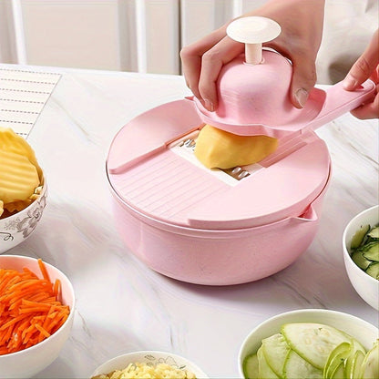 12-in-1 Ultimate Multi-Functional Vegetable Chopper - Cutting, Shredding, Slicing, Grating for Carrots, Potatoes, Radish - Ideal for Hotel, Commercial, Home Kitchens - Eid Al-Adha Mubarak Gift Idea