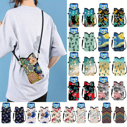 Shockproof Phone Pouch with Adjustable Lanyard - Versatile Print Design, Compatible with Multiple Models