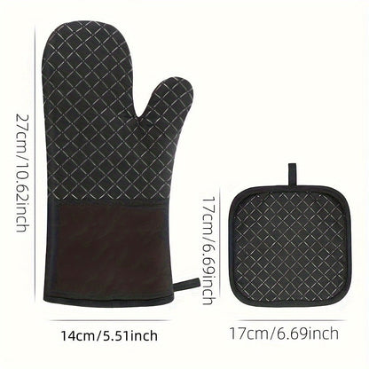 Buy 1 Get 1 Free - 2pcs Extra-Thick Silicone Oven Mitts and Pot Holder Set - Premium Heat Shield, Non-Slip Grip, Quick-Cooling - Perfect for Safe Baking, Cooking, Kitchen Use