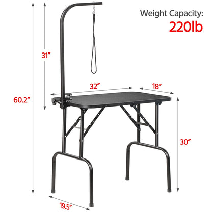 Costoffs Pet Foldable Grooming Table - Height Adjustable Arm, Folding Legs, Ideal for Dog and Cat Trimming at Home or Professional Pet Stores