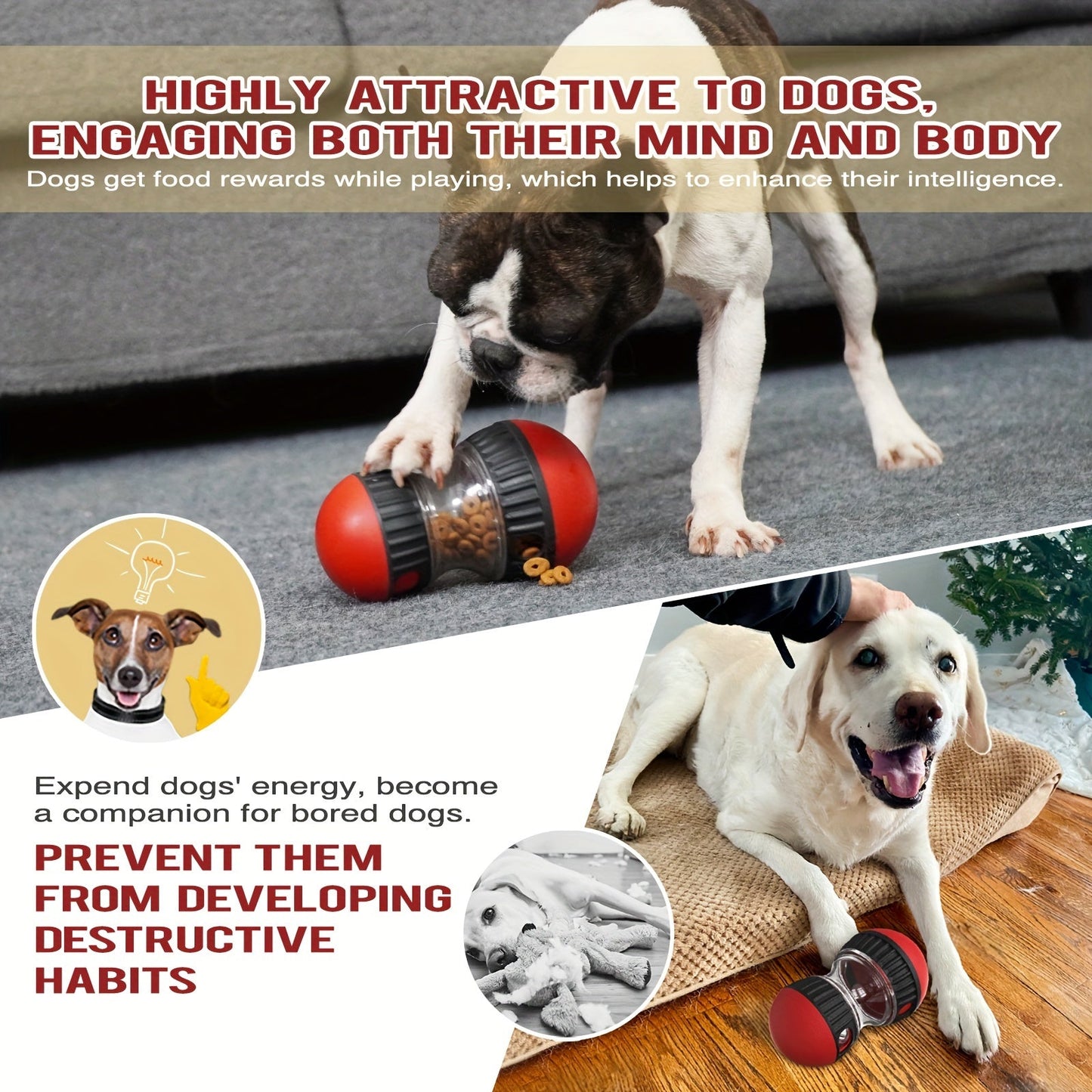 Interactive Ball-Shaped Dog Toy - Slow Feeding, Food Hiding, and Educational Play - Durable and Fun Pet Accessory
