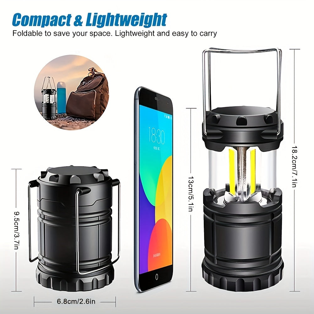 Buy 1 Get 1 Free – 2-Pack Ultra-Bright LED Camping Lanterns – Portable, Collapsible, Water-Resistant, Energy-Efficient Emergency Flashlights, Long-Lasting Battery Life ( AAA Batteries Not Included )