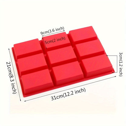 Mini Rectangle Loaf Pan - 12.2''x8.3'' 9-Cavity Silicone Baking Mold for Mini Cakes, Bread, Meatloaf, Cornbread, Brownies, Muffins, Soap Making - Non-Stick, Flexible, Durable, Dishwasher Safe