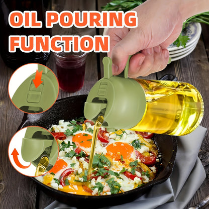 2pcs 2-in-1 Oil Sprayer and Pourer - Portable Olive Oil Sprayer and Distributor Bottle for Kitchen and Bar - Fat Reduction Plastic Oil Spray Bottle