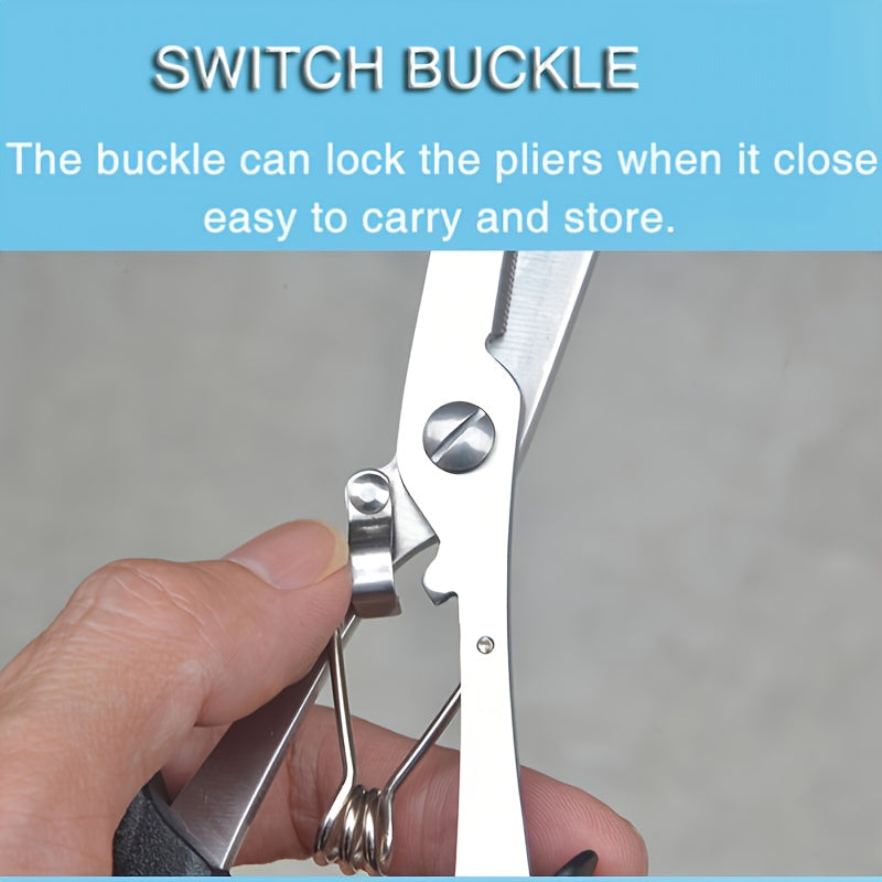 Rust-Proof Saltwater Fishing Pliers with Split Ring Hook Removers - Includes Quick-Access Lanyard and Secure Sheath, Essential Gear for Smooth Tackle Management