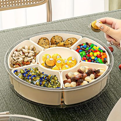 1Pc Hexagonal Rotating Fruit Tray with Handle - Sealed, Moisture-Proof Snack Box, Portable Household Storage, Fresh-Keeping and Multifunctional Dry Seasoning Box