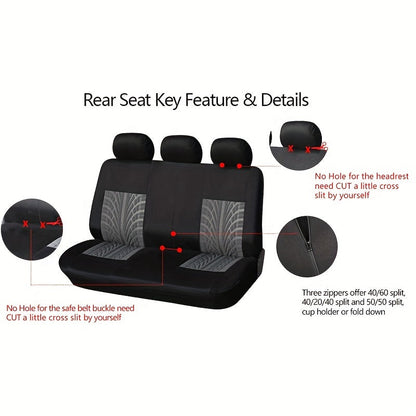 Fashion Tire Track Detail Car Seat Covers – Universal Fit for Most Vehicle Brands