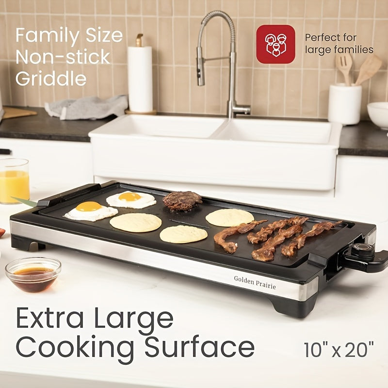 1600-1800W Electric Smokeless Indoor Grill - Fast Heating, Non-Stick, 5-Level Temperature Control | Dishwasher Safe, Cool-Touch Handles | Easy to Clean BBQ Grill for Indoor Cooking, Perfect for Family Gatherings