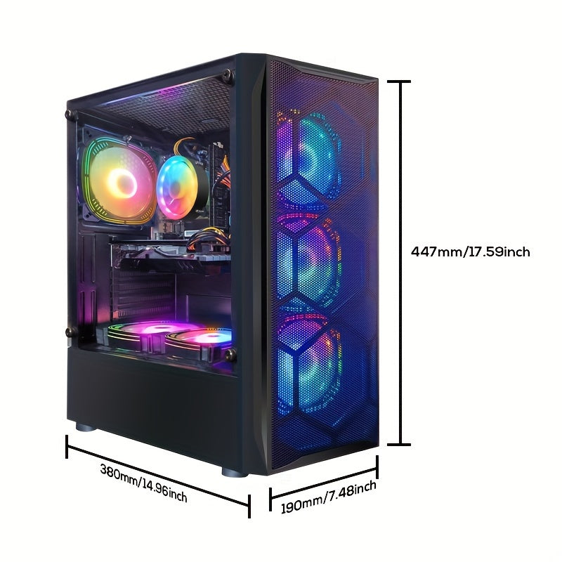 STGAubron Gaming Desktop PC - Intel Core i7 3.4 GHz (Up to 3.9 GHz), Radeon RX 580 8GB, 16GB RAM, 512GB SSD, WiFi, Wireless 5.0, RGB Fans (x6), RGB Keyboard, Mouse and Mouse Pad, RGB BT Sound Bar, Windows 10 Home 64-bit