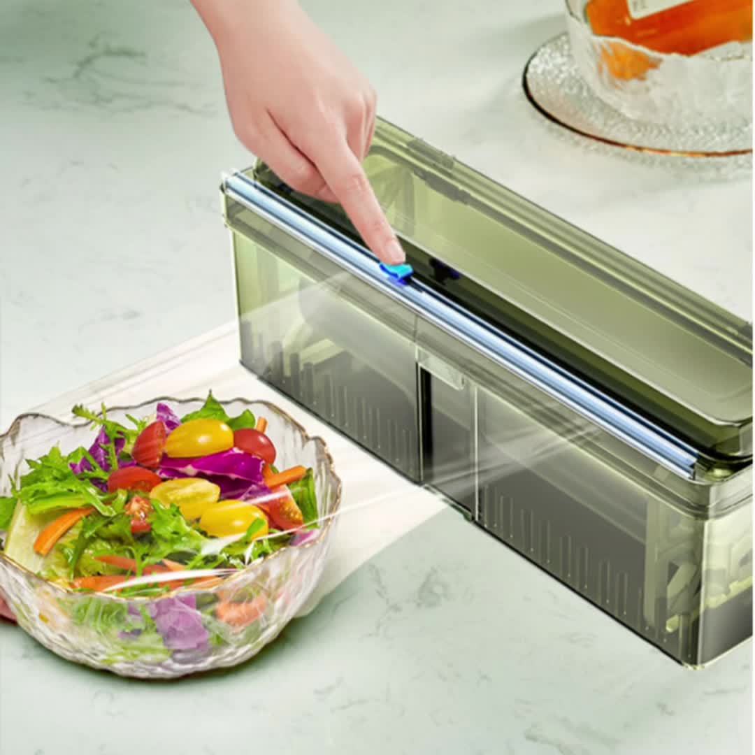 Extra-Thick Cling Film Dispenser with Cutter - Durable PE Plastic for Christmas and Everyday Use