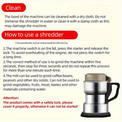 Ultra-Fine Electric Grinding Machine - Compact High-Speed Dry Grain Grinder for Home Use - Easy to Operate, Low Noise, Space-Saving
