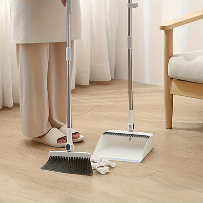 Household Broom and Dustpan Set – Long Handle Floor Cleaning with Rotatable Broom and Comb Tooth Dustpan – Ideal for Home, Kitchen, Office – Cleaning Supplies and Back to School Tool