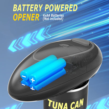 Electric Can Opener - One-Touch Automatic with Smooth Edge, Battery Operated Handheld for All Can Sizes, Ideal for Seniors and Arthritis - Black