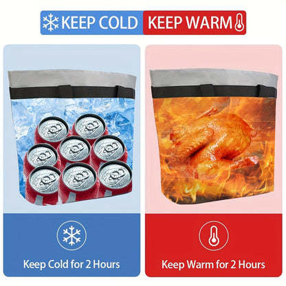 Insulated Reusable Tote Bag – For Grocery Shopping, Food Delivery, and Travel – Keeps Food Cold, Ideal for Doordash/Grubhub, Cooler Bag for Beach/Picnic