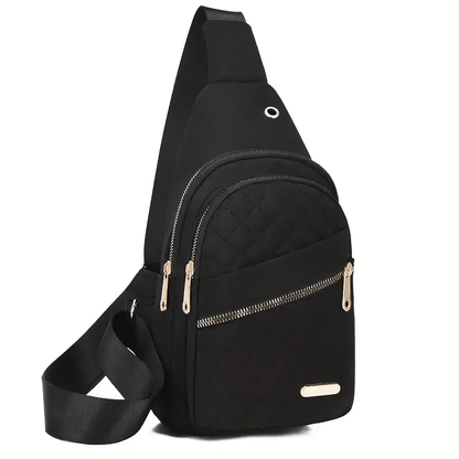 New One-Shoulder Messenger Bag for Women - Fashion Embroidered Rhombic Design - Large Capacity Waterproof Backpack with Data Hole