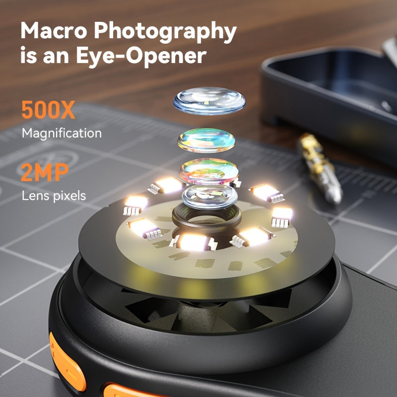 500X High-Precision Portable Handheld Digital Microscope - Super Macro Lens for Maintenance, Welding, Scientific Research, and Testing