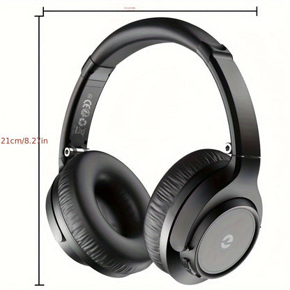50 Hour Playtime Wireless Hi-Fi Stereo Headphones - Deep Bass, Foldable, Lightweight, Rechargeable Lithium-Polymer Battery, Microphone, and Comfortable Over-Ear Design for Home, Office, and Cellphone Use