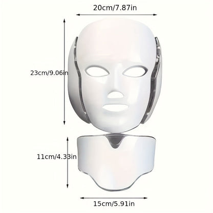 Plug-in 7-Color LED Face & Neck Care Mask – LED Skin Treatment Mask for Facial Rejuvenation