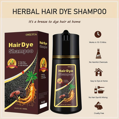 Blonde Brown Hair Dye Shampoo 3 in 1 – Instant Hair Color for Men & Women, Natural Brown Dye, Long-Lasting, Works in Minutes, Perfect for Halloween