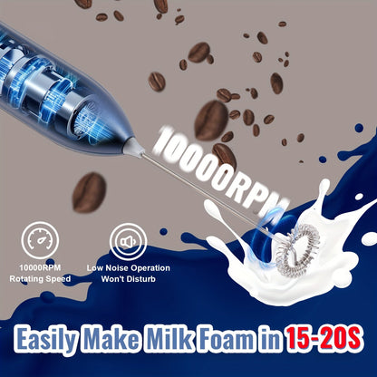 1pc Lalayuan Electric Milk Frother - Mini Battery-Operated Stainless Steel Drink Mixer, Handheld Whisk for Coffee, Latte, Cappuccino, Chocolate & Matcha (Batteries Not Included)