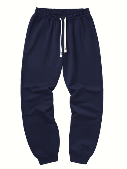 5pcs Men's Solid Color Sweatpants Set: Regular Fit, Cuffed with Drawstring & Pockets, Casual Trousers for Jogging & Outdoor Sports
