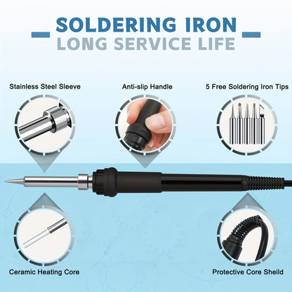 600W Digital Soldering Station Kit by ILibILib – Includes Solder Iron and Hot Air Gun Rework Tool