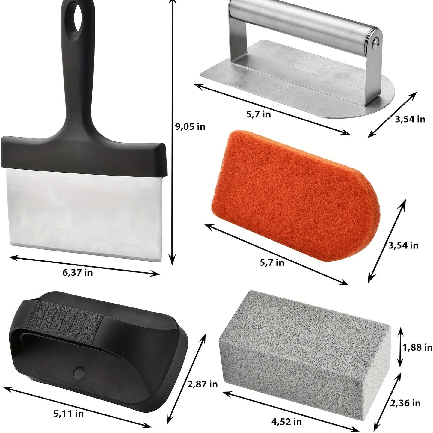 Griddle Cleaning Kit for Blackstone – 15 Piece Heavy Duty Grill Cleaner Set with Grill Stone, Scraper, and Stainless Steel Brush, Easy to Use Flat Top Cleaning Kit