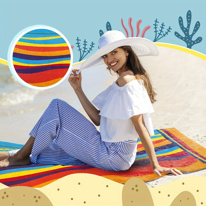Extra Large Striped Beach Towel – Ultra-Soft Microfiber, Quick-Dry & Sand-Free, Ideal for Travel, Yoga, Camping, and Swimming, Machine Washable