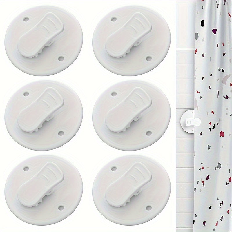 6 Piece Shower Curtain Clips – Windproof Splash Guard, Adhesive Bathroom Curtain Weight Clips for Home