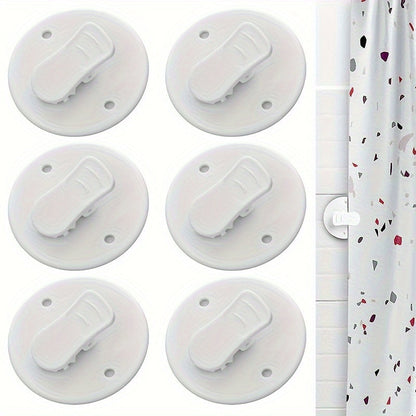 6 Piece Shower Curtain Clips – Windproof Splash Guard, Adhesive Bathroom Curtain Weight Clips for Home