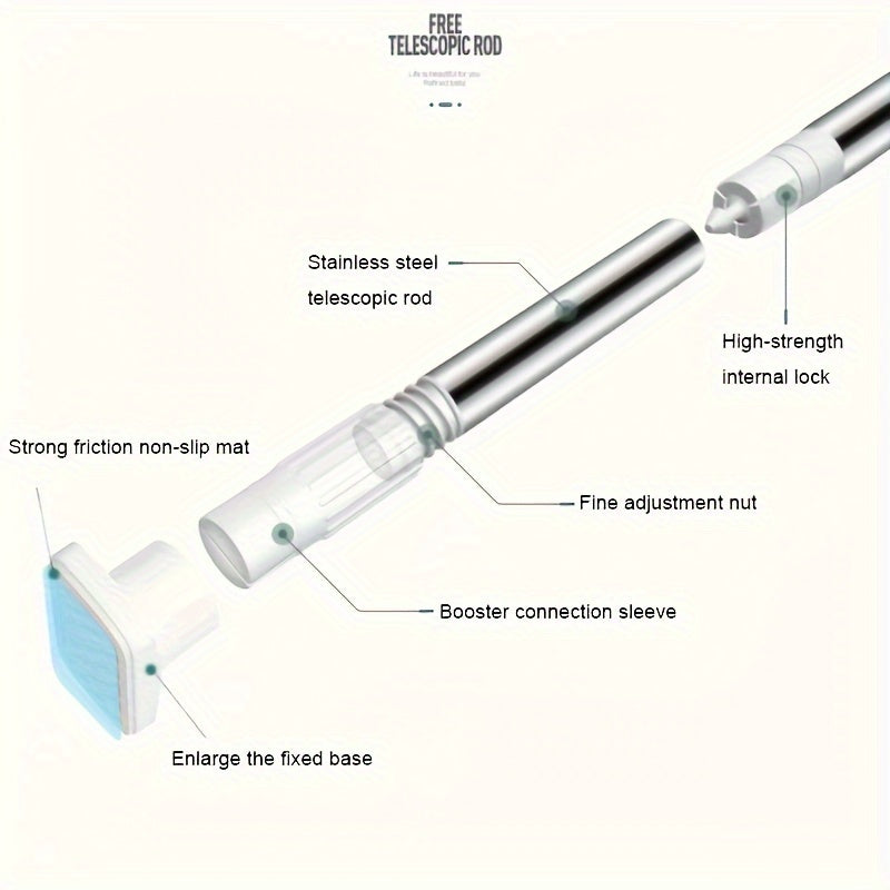 Adjustable Tension Curtain Rod - Heavy-Duty, No-Drill Extendable Rod for Shower, Closet, Window, Towel Rack - Metal and Plastic Home Accessory
