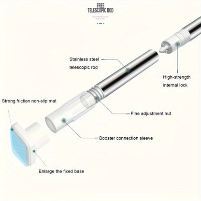 Adjustable Tension Curtain Rod - Heavy-Duty, No-Drill Extendable Rod for Shower, Closet, Window, Towel Rack - Metal and Plastic Home Accessory