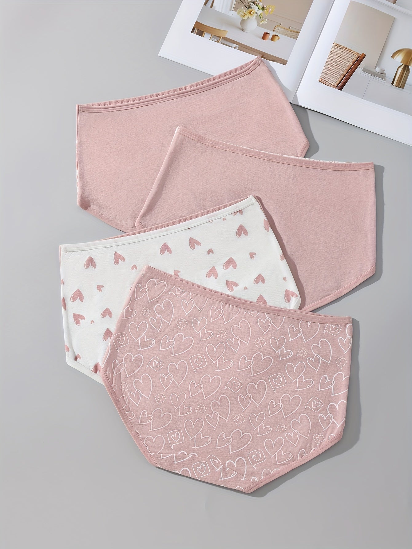 4pcs Cartoon Print Colorblock Briefs – Soft, Comfortable High Waist Intimates Panties – Women's Lingerie and Underwear