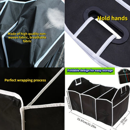 1pc Premium Universal Car Trunk Organizer - Waterproof, Foldable 3-Compartment Storage Bag with Adjustable Dividers - Ideal for SUV, Truck, Van, Sedan, and Road Trips